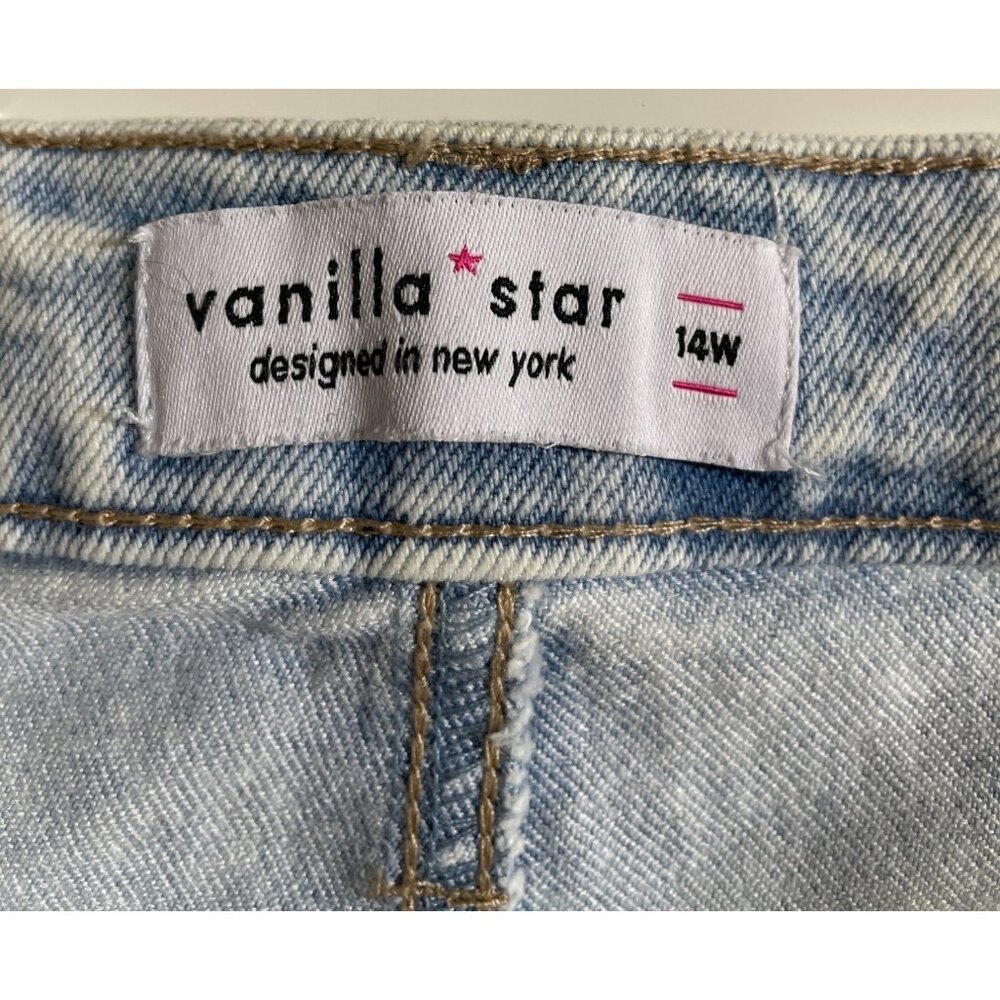 Vanilla Star Womens High Rise 90s Light Wash Denim Shorts Size 14W - Picture 10 of 12